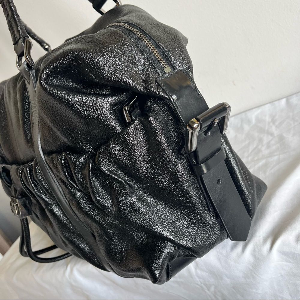 BURBERRY Black XL Calf Leather Hobo Shoulder Bag Haymarket Nova Check Canterbury - Picture 3 of 16